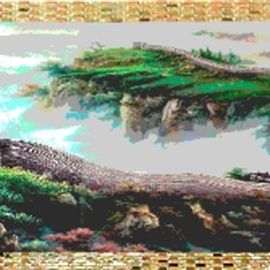 Panoramafoto eines Wandbehanges, aus 4 Fotos zusammengesetzt.