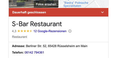 S-Bar Restaurant in Rüsselsheim
