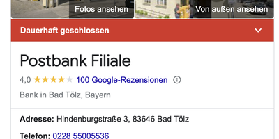 Postbank Filiale in Bad Tölz