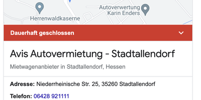 Avis Autovermietung - Stadtallendorf in Stadtallendorf