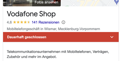 Vodafone Shop in Wismar in Mecklenburg