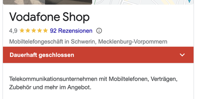 Vodafone Shop in Schwerin in Mecklenburg