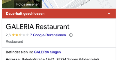 GALERIA Restaurant in Singen am Hohentwiel