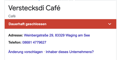 Café Verstecksdi in Tettenhausen Gemeinde Waging