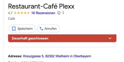 Plexx Restaurant und Café in Weilheim in Oberbayern