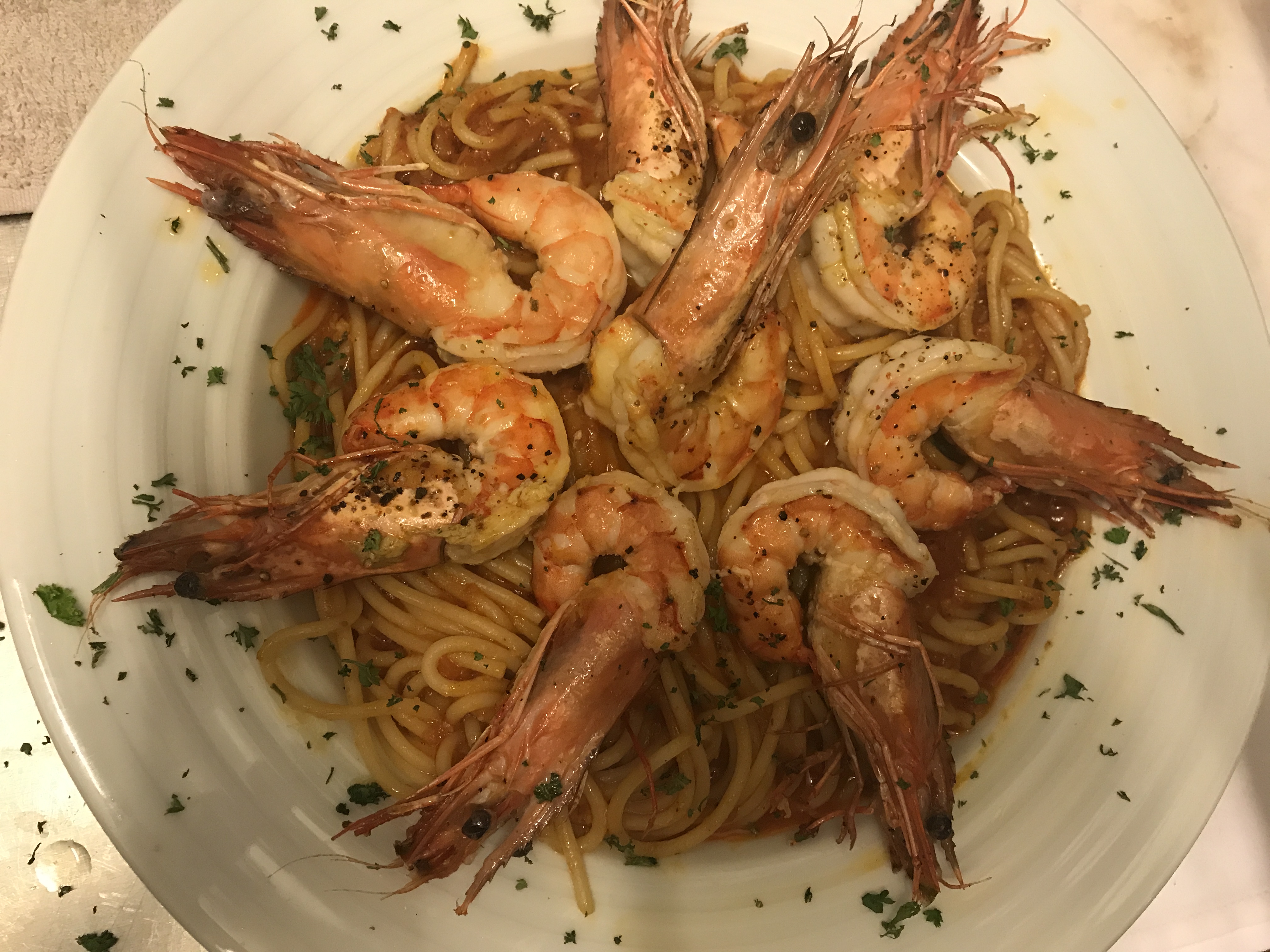 Scampi auf Spaghetti !