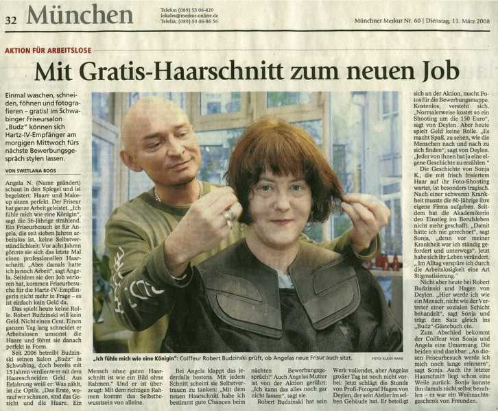 Münchner Merkur 2008 - Mach&apos;Schnitt bei BUDZ FRISEURE