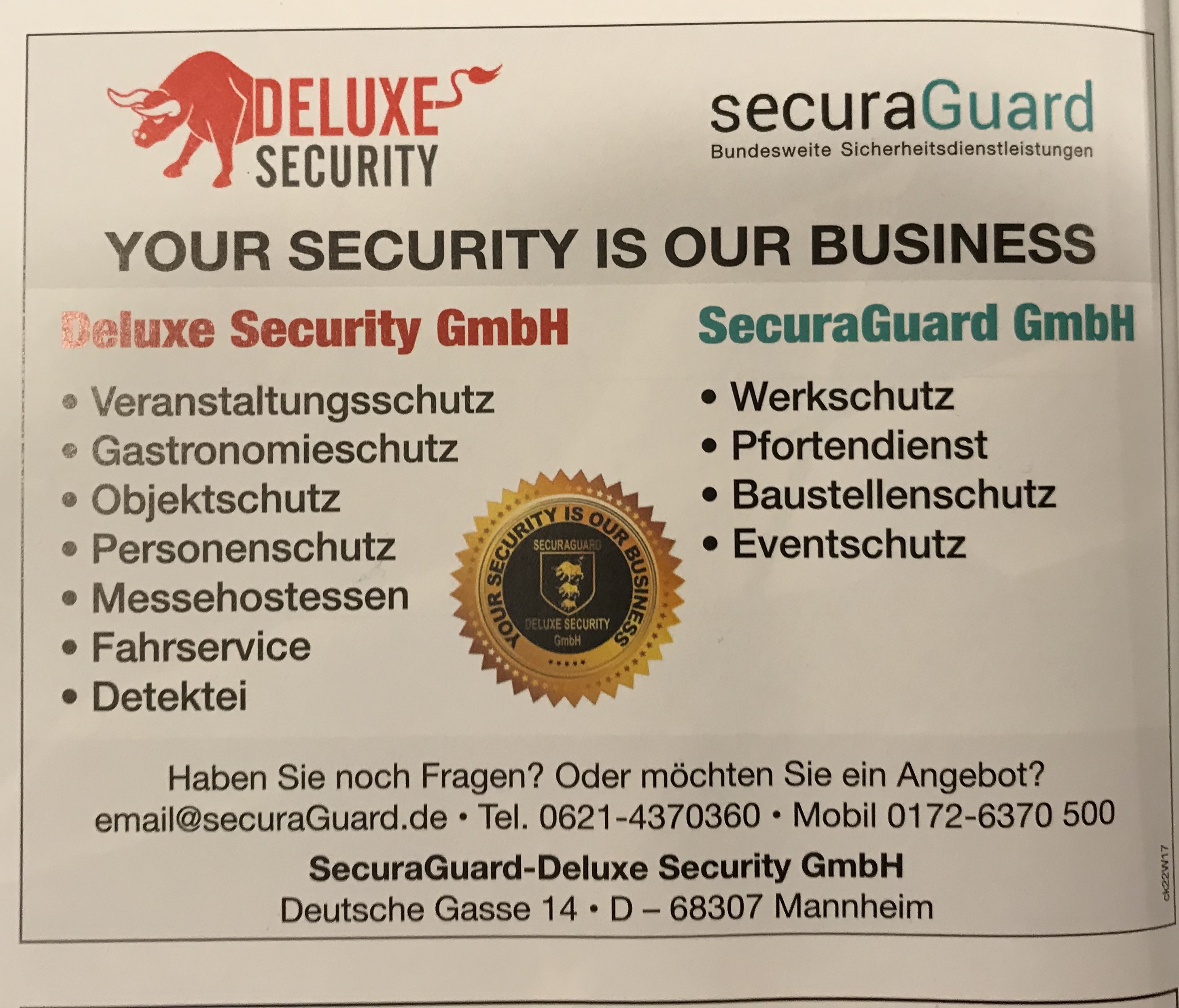 Bild 1 SecuraGuard Deluxe Security GM in Mannheim