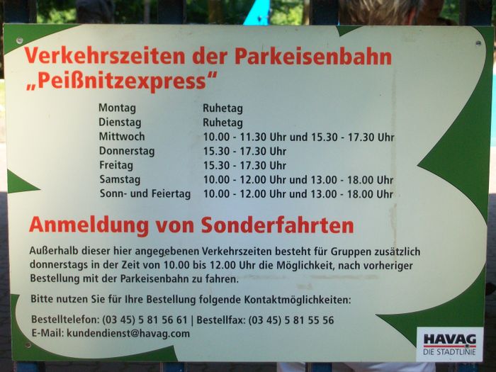 Tafel vor dem Peißnitzexpress