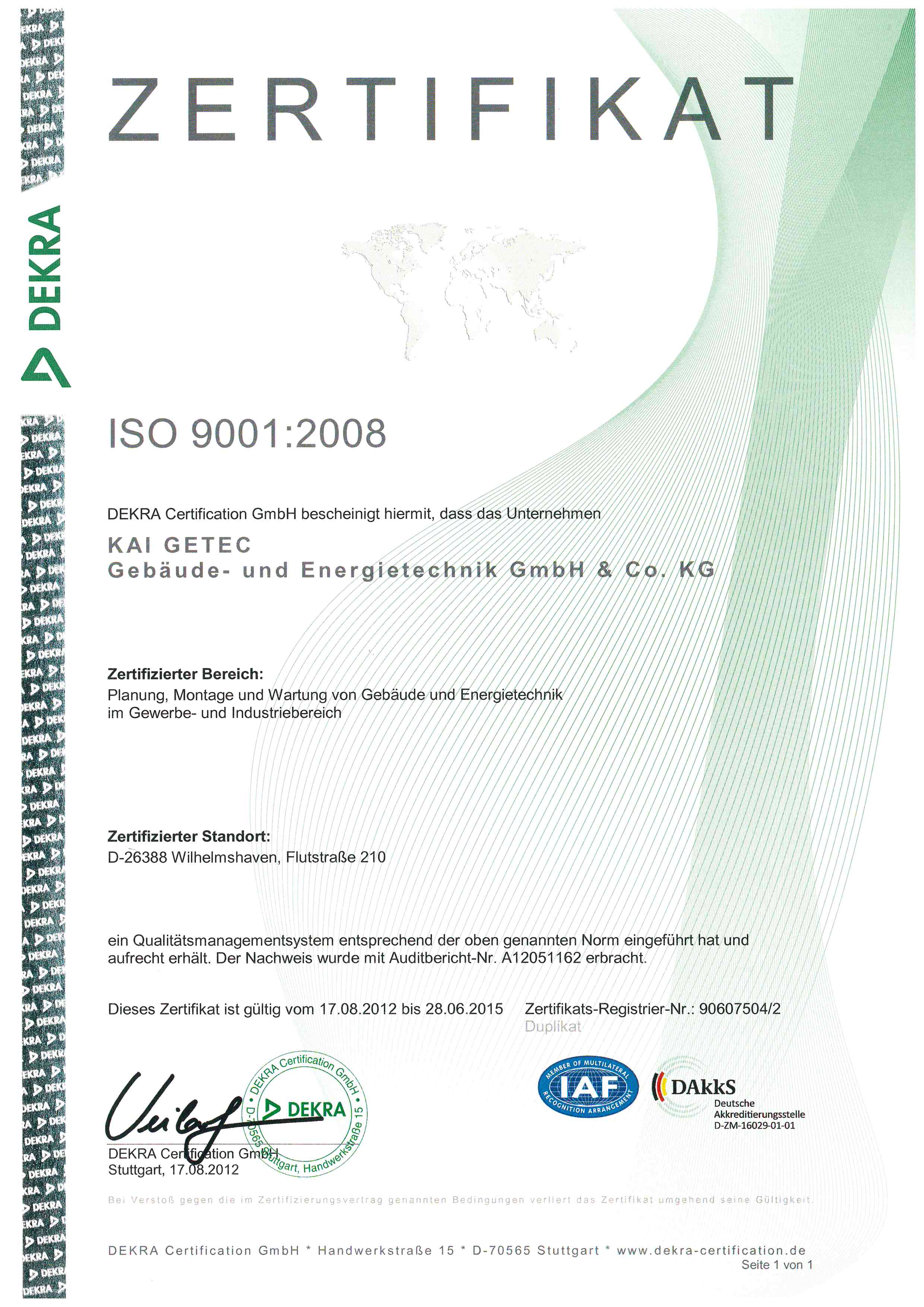 Kai Getec ISO 9001:2008