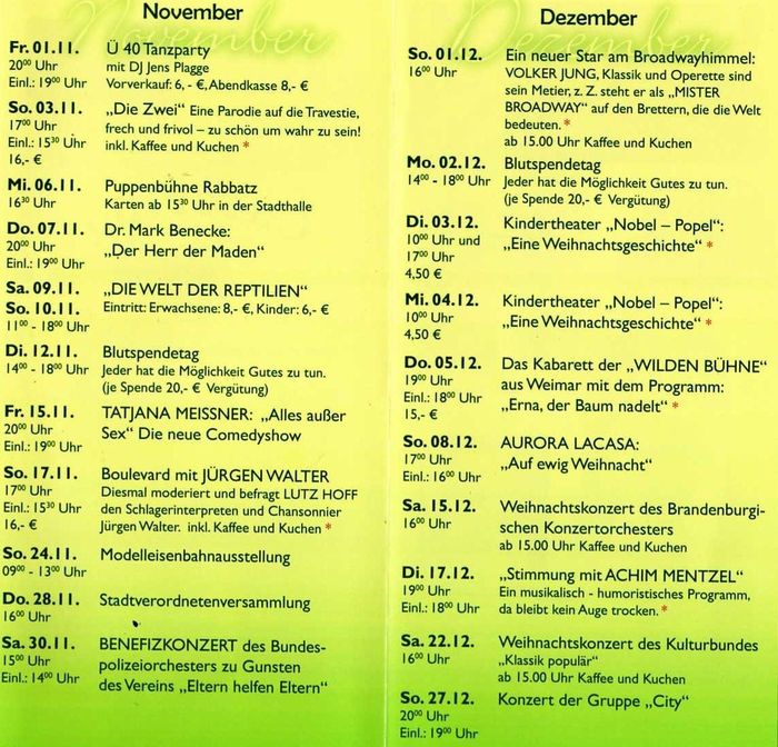 November Dezember 2013 Veranstaltungen