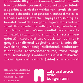 Anzeige Zahnarztpraxis Azita Bangemann, Hannover-Wülfel