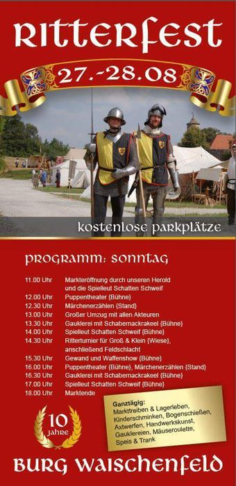 Ritterfest auf Burg Waischenfeld Samstag 27 August und Sonntag 28. August 2016