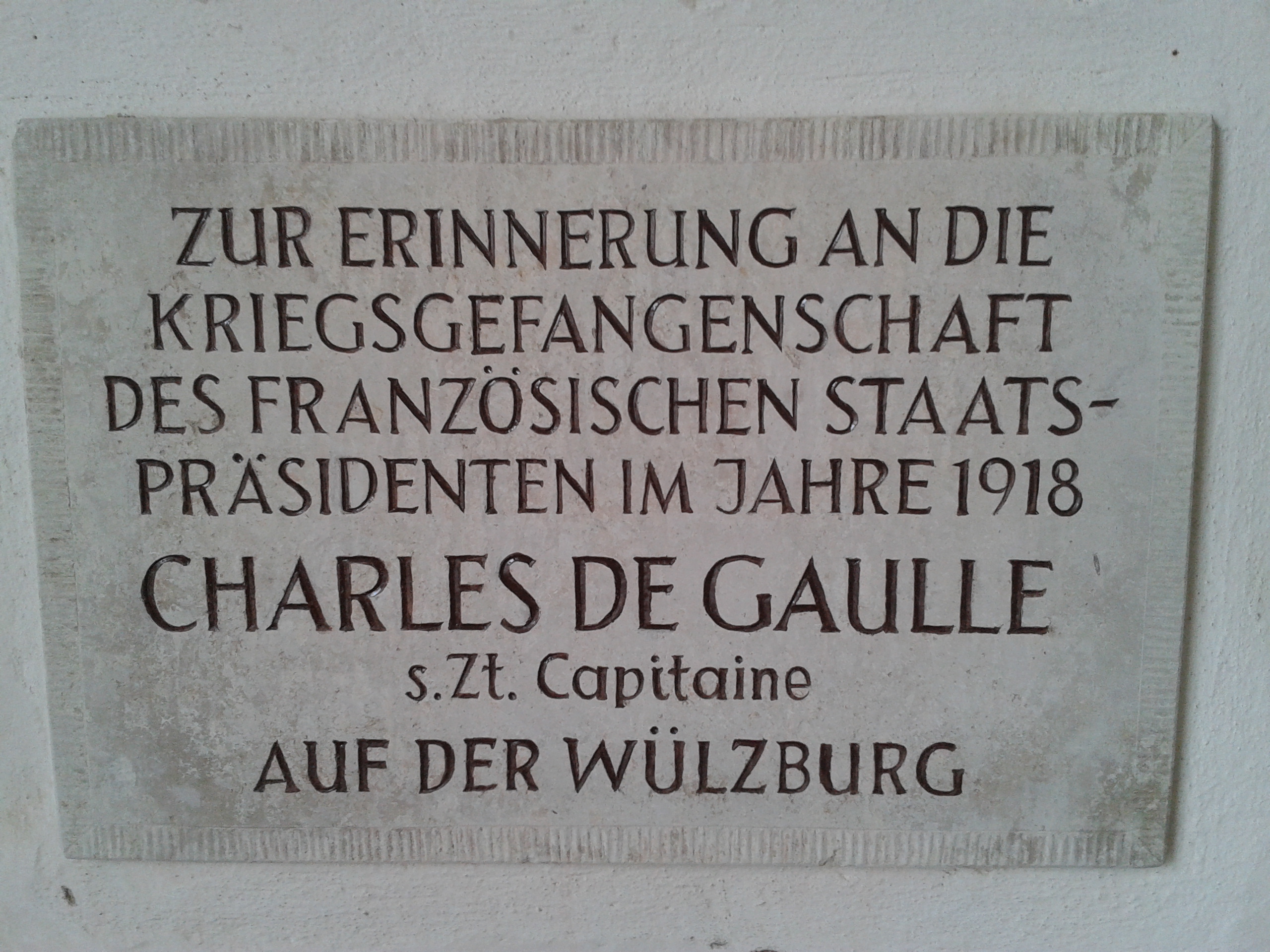 Gedenktafel für einen unfreiwilligen Gast auf der Wülzburg