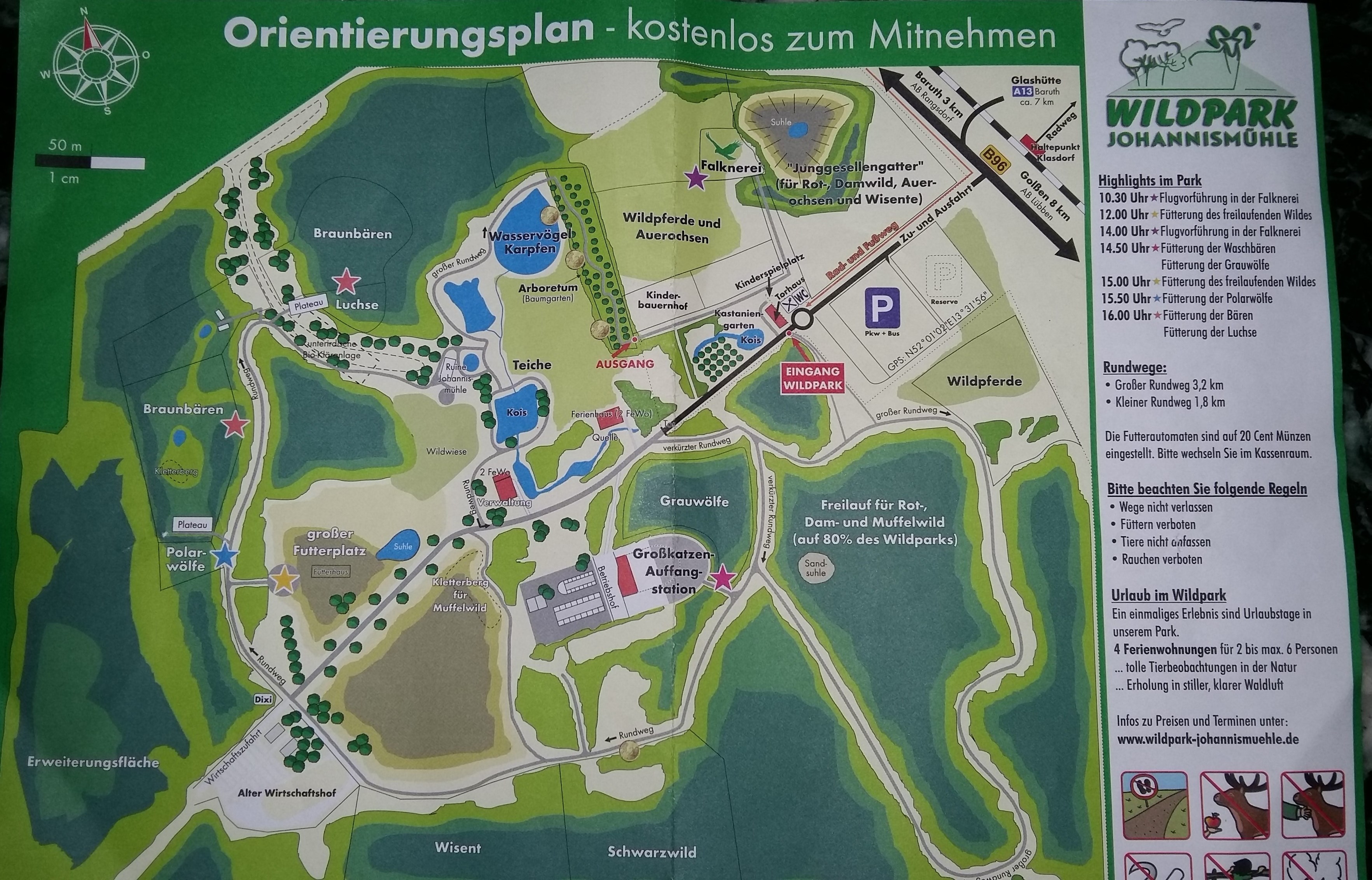 Der Orientierungsplan für den weitläufigen Wildpark