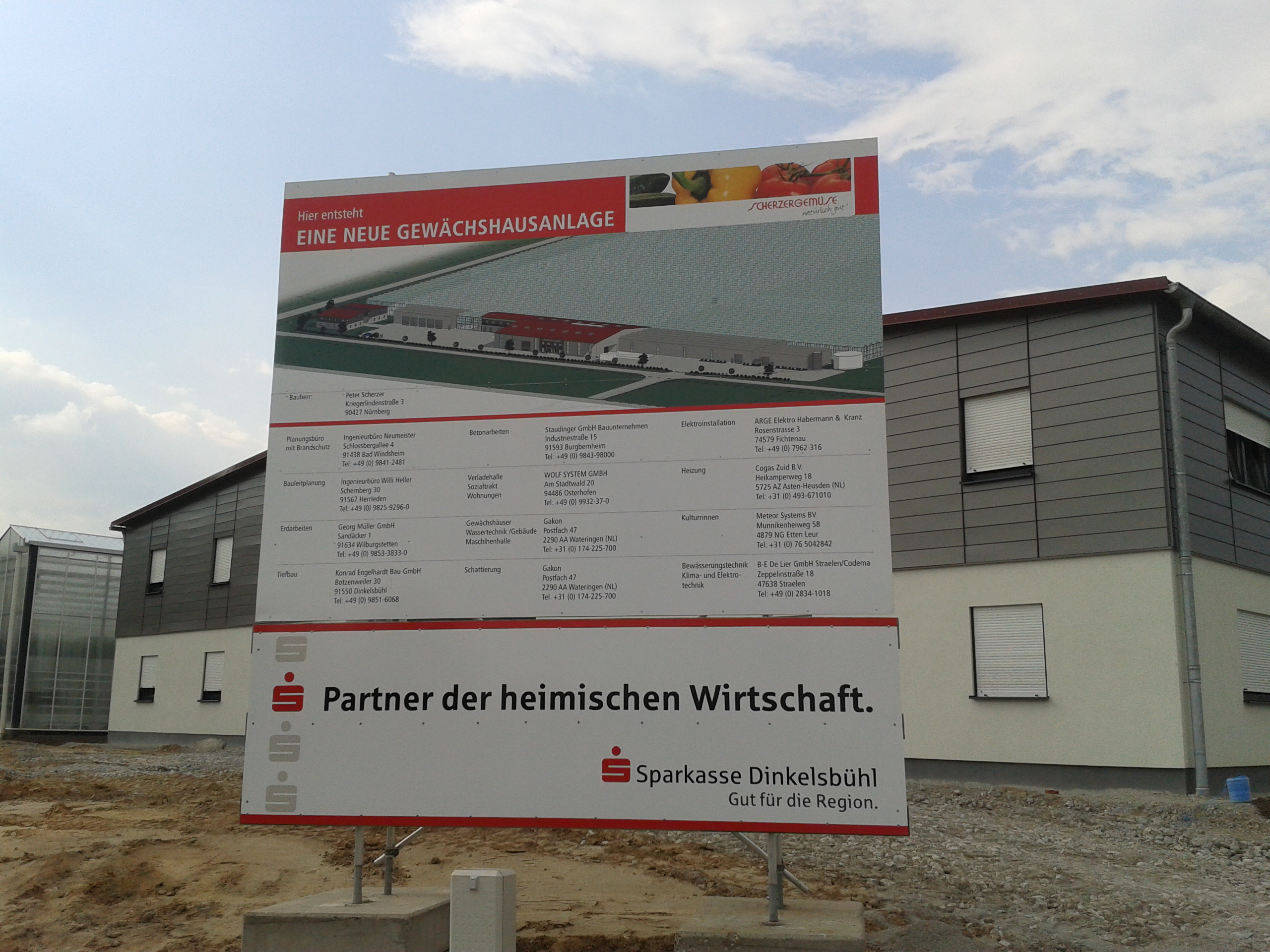 Neue Gewächshausanlage und Biomasse Heizkraftwerk in Waldeck bei Dinkelsbühl