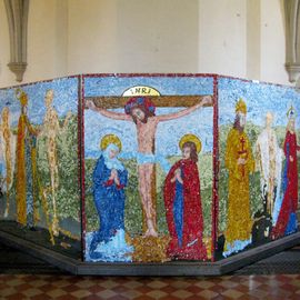 Das fast fertige Mosaik mit Jesus.