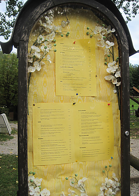 Speisekarte vom Mühlfelder Brauhaus Nähe Herrsching am Ammersee