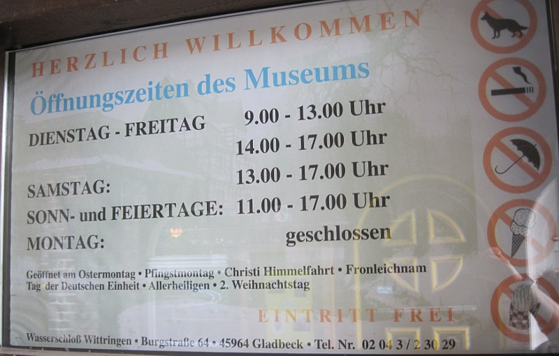 Öffnungszeiten des Museums