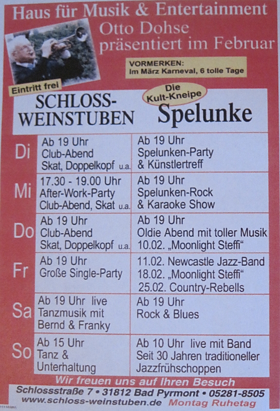 Das Programm der Spelunke und Weinstube