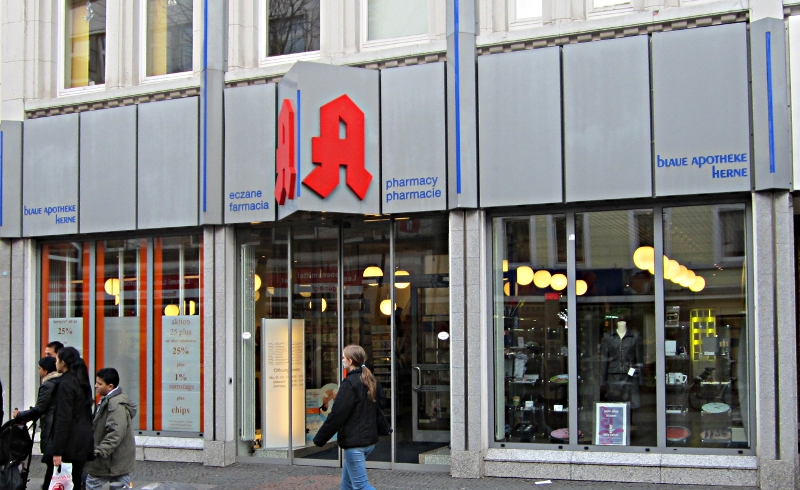 Die Blaue Apotheke in der Herner Innenstadt