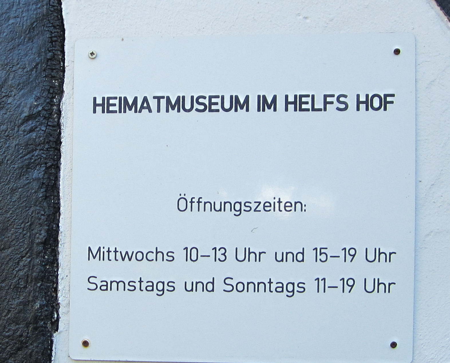 Heimatmuseum Helfs Hof - Öffnngszeiten