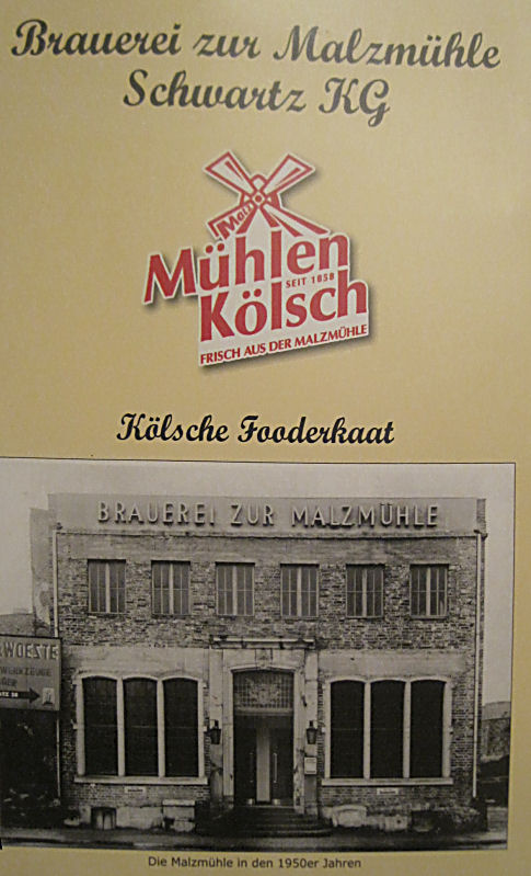 Brauerei zur Malzmühle, Speisekarte