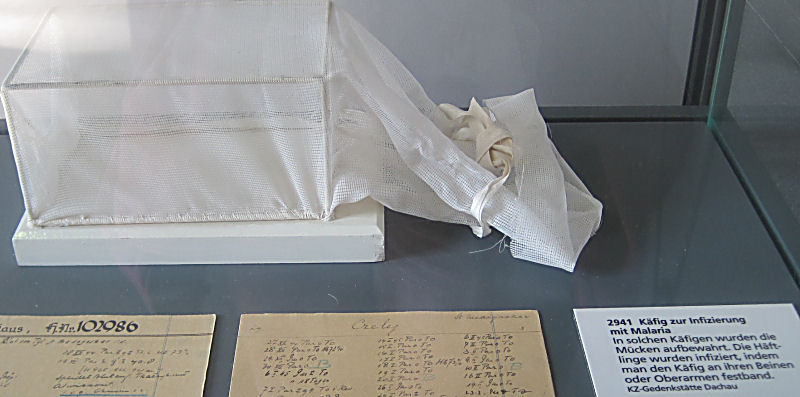 .KZ-Gedenkstätte Dachau: in diesen Kästen wurden Tsetse Fliegen an die Arme von Häftlingen befestigt, die Malaria übertragen