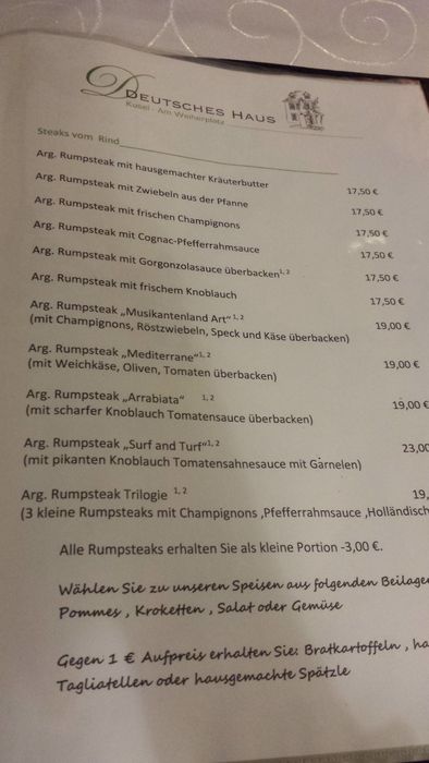 Auszug aus der Speisekarte... Rumpsteak-Alarm :)