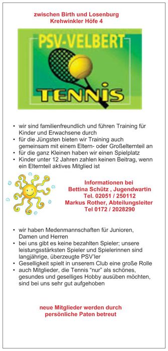 Informationen PSV Tennis