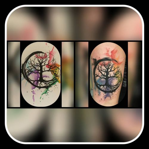 Lebensbaum Watercolor Tattoo