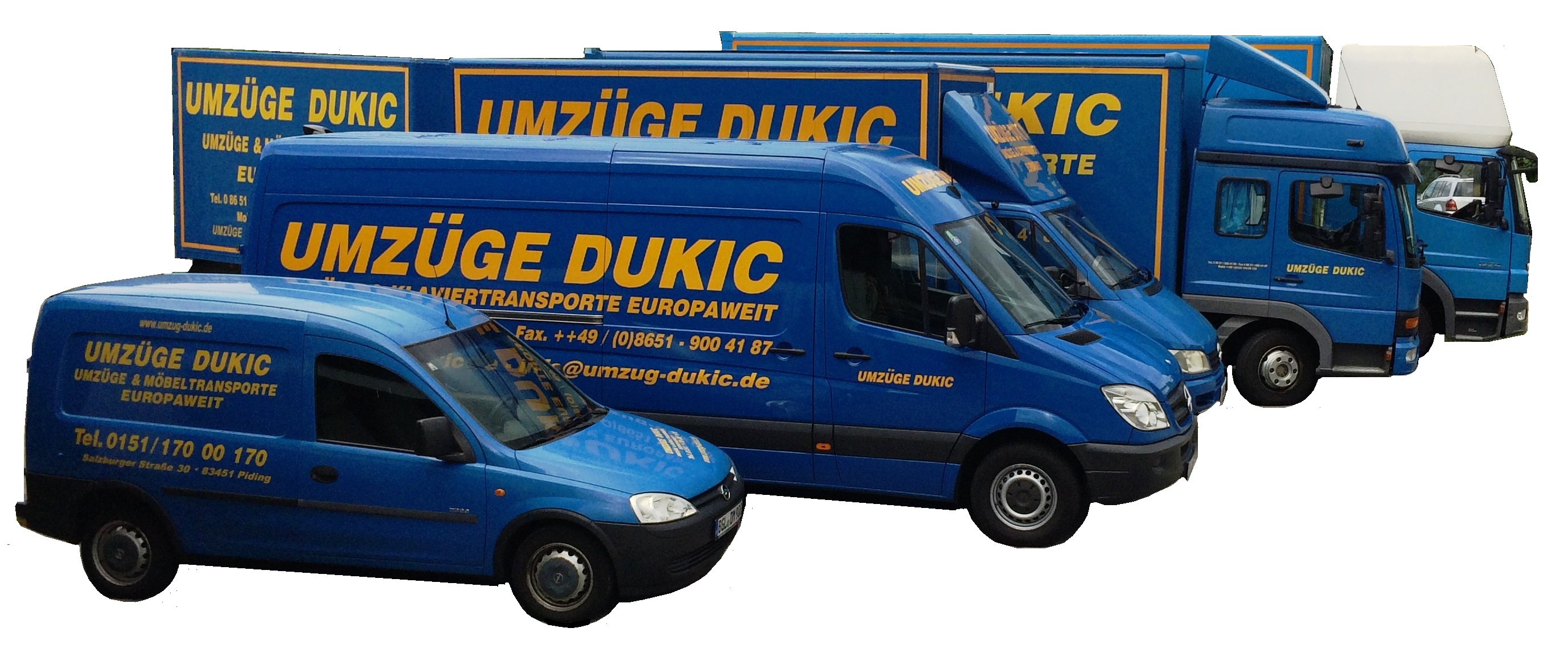 UMZÜGE DUKIC
Umzüge &amp; Klaviertransporte Europaweit
Tel. 08651 / 900 41 88 , Fax.08651 / 900 41 87
www.umzug-dukic.de , info@umzug-dukic.de