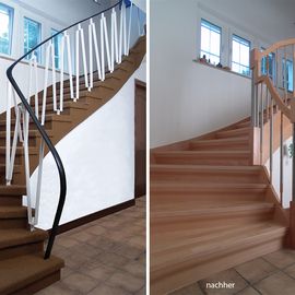 Treppe vor und nach der Renovierung durch PORTAS
