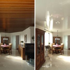 Zimmer-Decke vor und nach der Renovierung durch PORTAS