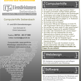 Flyer der Commputerhilfe Seibersbach mit Kontakt und Leistungen 