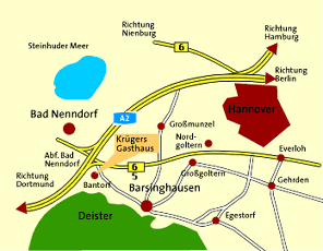 leicht zu finden, nahe der Autobahn A2 Abfahrt Nr 38 Barsinghausen-Bad Nenndorf
