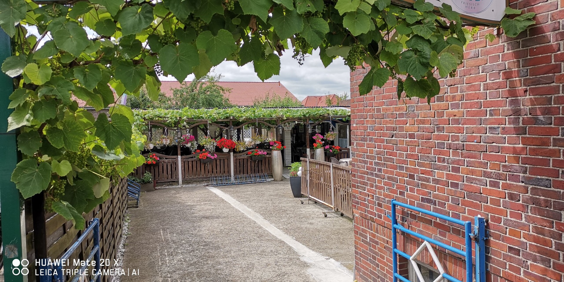 Eingang Biergarten im Außenbereich. Herzlich Willkommen im Athen in Sande...