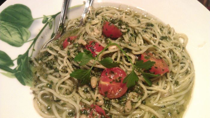 Spaghetti mit Rucola und Tomaten