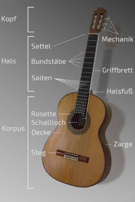 Erklärung der Bestandteile der Gitarre
