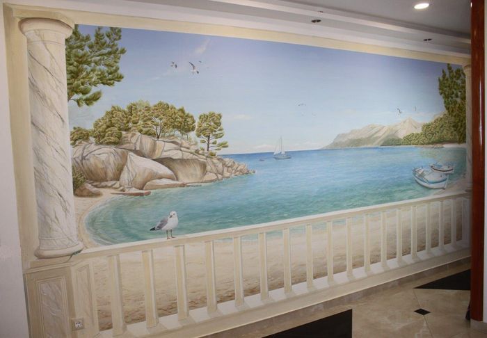 Wandmalerei in einem Hotel in Brela, ca. 3m x 6m.