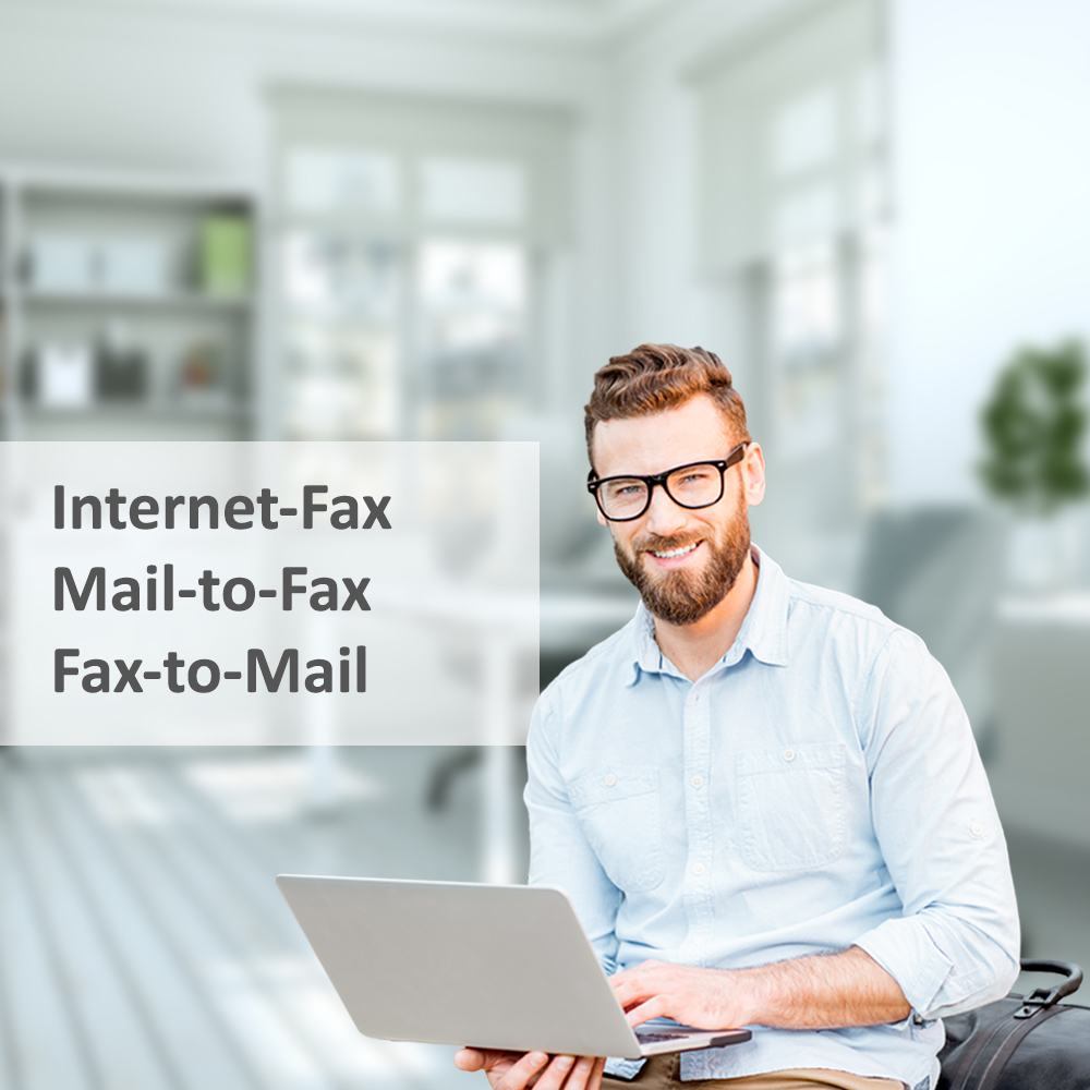 Internet-Fax, Mail-to-Fax, Fax-to-Mail, Faxen auch ohne Faxgerät möglich.