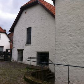 Eingang zum &quot;Dat Wüllker Hus&quot; in Bramsche - dort auch die Ausstellungsräume der Färberei