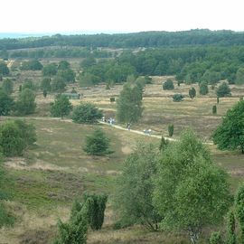 Blick in die Heideflächen und ein paar andere Wanderer