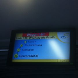 Anzeige im Bus der Haltestellen