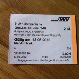 Gruppen Fahrkarte vom HVV der Hamburger Hochbahn