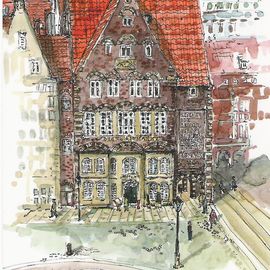 Deutsches Haus - handgezeichnet von Isa Fischer