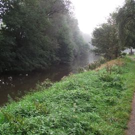 Der Wanderweg am Huder Bach zum Skulpturenufer