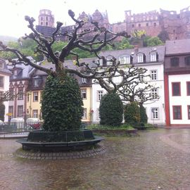 Kornmarkt in Heidelberg - Blick zum Schloss