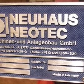 Typenschild am Demo Röster von Neuhaus-Neotec aus Ganderkesee