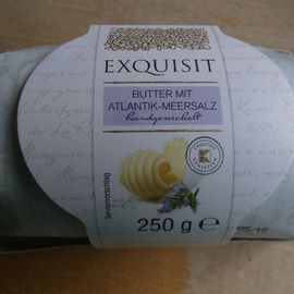 EXQUISIT - Butter mit Atlantik-Meersalz, handgewickelt - Fettgehalt 80 % und 2,5 % Salz